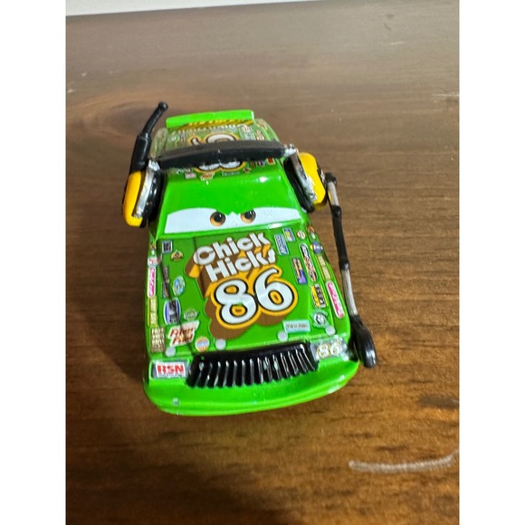 Disney Pixar Cars Chick Hicks 86 Race Car Toy Green Yellow Headphones - Picture 6 of 6